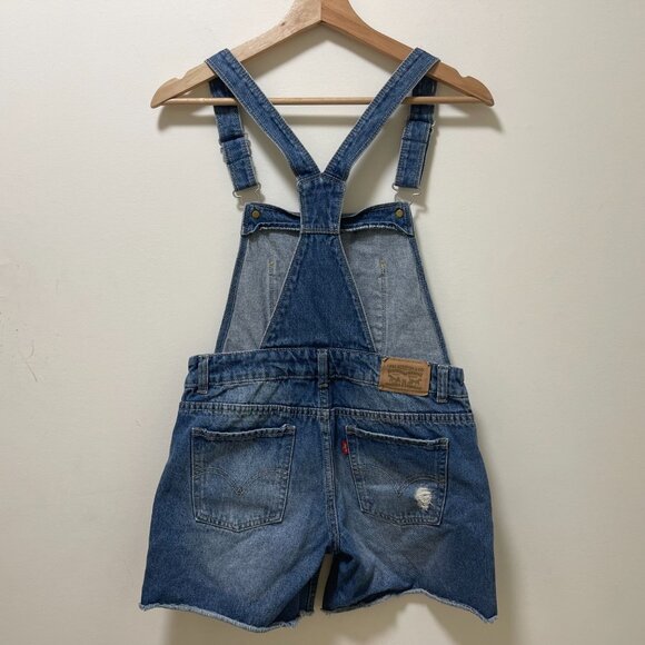 Levi's Kids Blue Denim Distressed Shortall sz 14 - Picture 8 of 9